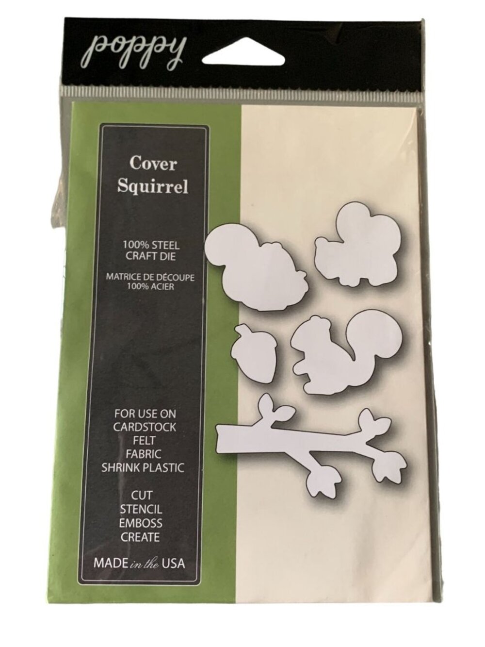 Poppy Stamps Cover Squirrel Steel Metal Craft Die Set - New